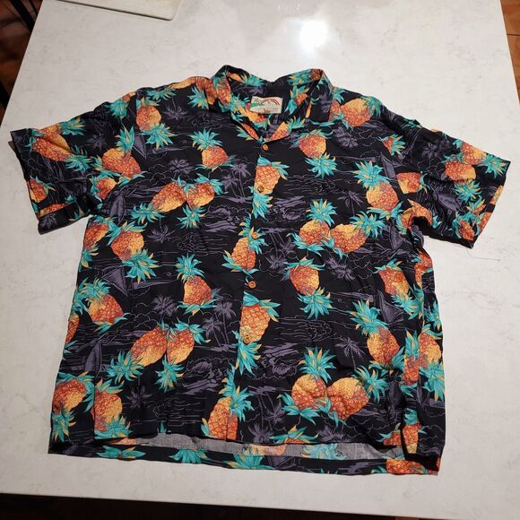 VTG Paradise Found Honolulu Made in Hawaii USA Rare Tropical Pineapple XL Rayon - Picture 2 of 8